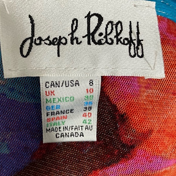 Joseph Ribkoff women floral mesh button down roll tab sleeves top. Size 8. Used. - Picture 6 of 6